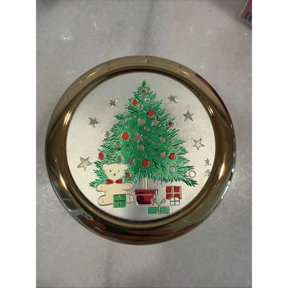 Vtg Himark  1986 Happy Holidays Christmas Trinket Box With 24K Gold Trim GW992